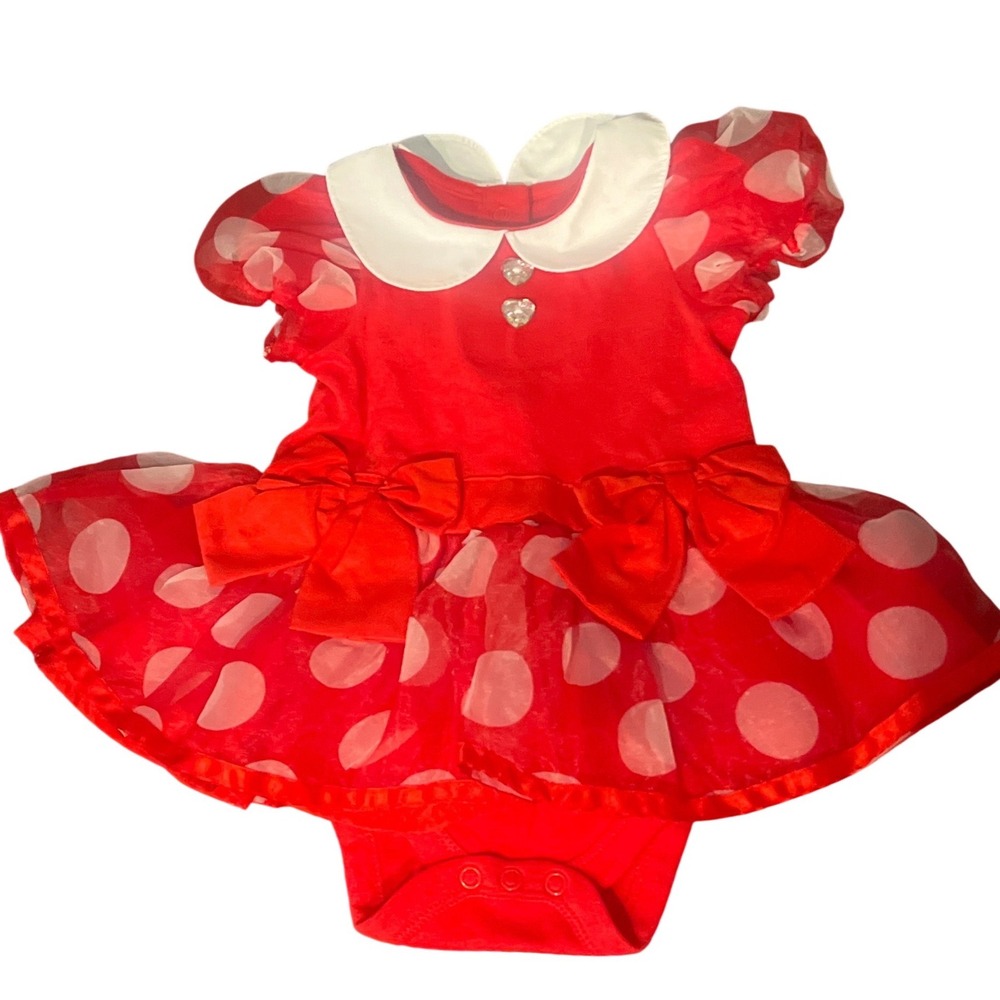 Disney Baby Minnie Mouse Red‎ Polka Dot Tutu Bodysuit Dress 9-12M